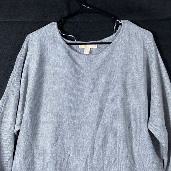 Michael Kors Womens Sweater Gray Long Sleeve High Low Nylon Blend XL - Picture 2 of 11